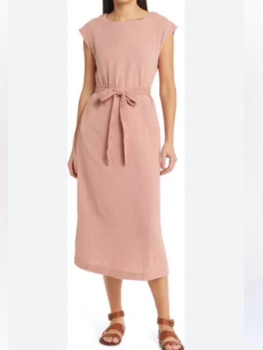 FAHERTY Dream Cotton Costa Gauzey Long Maxi Dress with Belt Sz Small - Picture 2 of 15